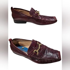 Giorgio Brutini Maroon Loafers with Gold Accents